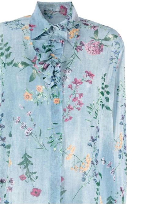 Camicia con  stampa floreale blu e multicolore Ermanno Scervino | D442K334VYAS4405